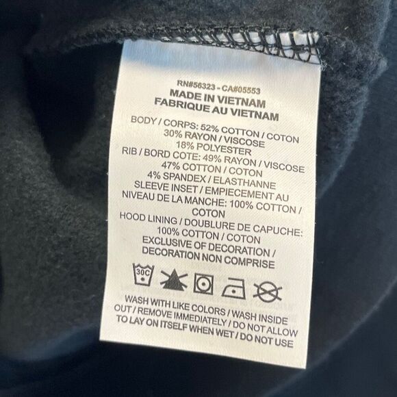 NIKE Women’s Heriatge Hoodie Small Black Cropped Pullover Sweatshirt Stripes - Picture 9 of 15